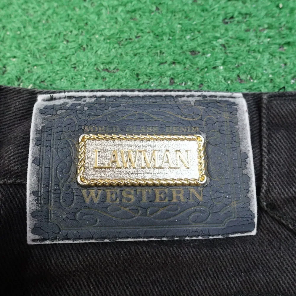 VINTAGE LAWMAN WESTERN BLACK DENIM JEANS‎ WOMENS SZ 7 (26X35) **READ**